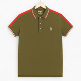 Olive Color Panel Polo T-Shirt!